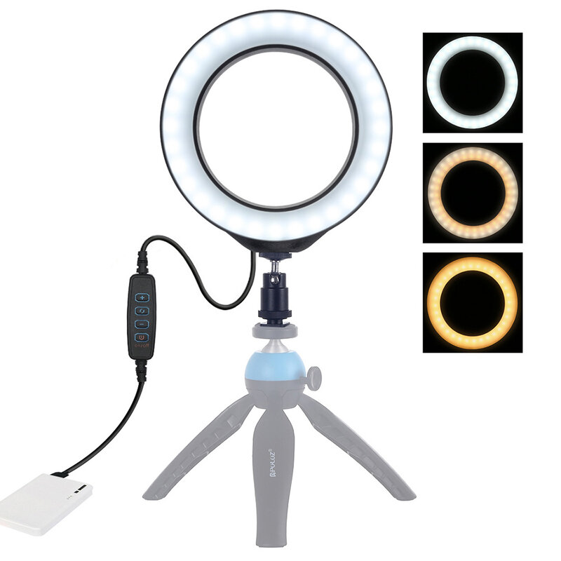 Luz LED de relleno Vlogging para teléfono móvil, 3 modos de iluminación, para espejo de maquillaje, luz Circular para vídeo, con cabezal de bola de trípode