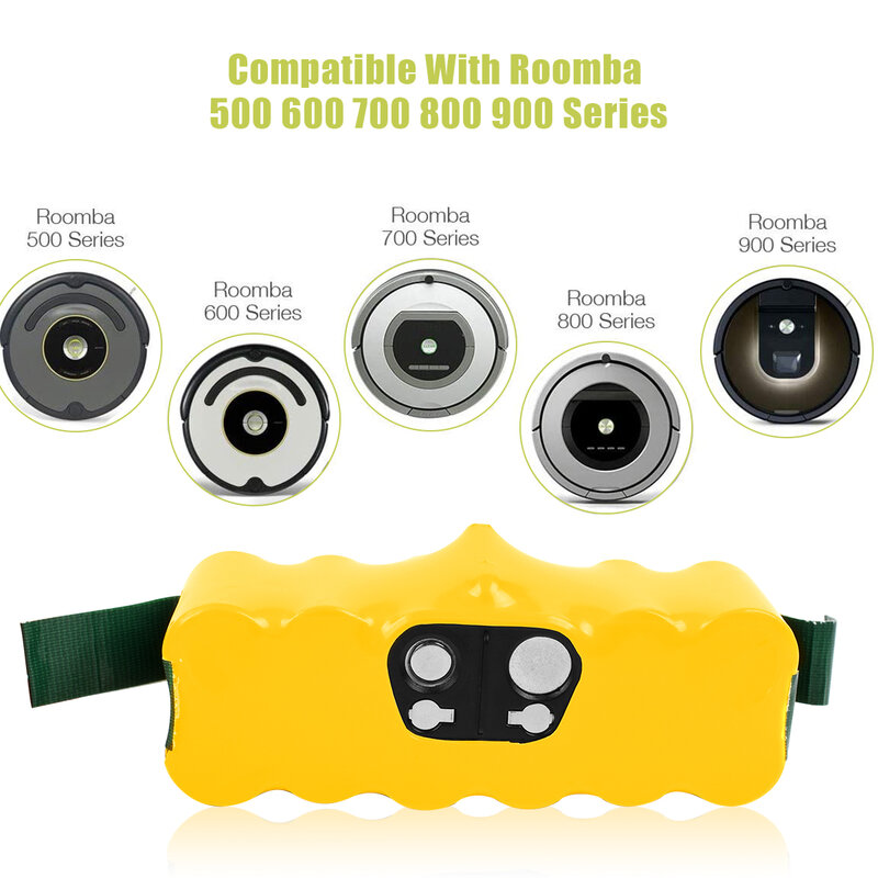 Bateria para iRobot Roomba, Bateria de Substituição, 5000mAh, 14.4 V, 500, 600, 700, 800, 785, 530, 560, 650, 630