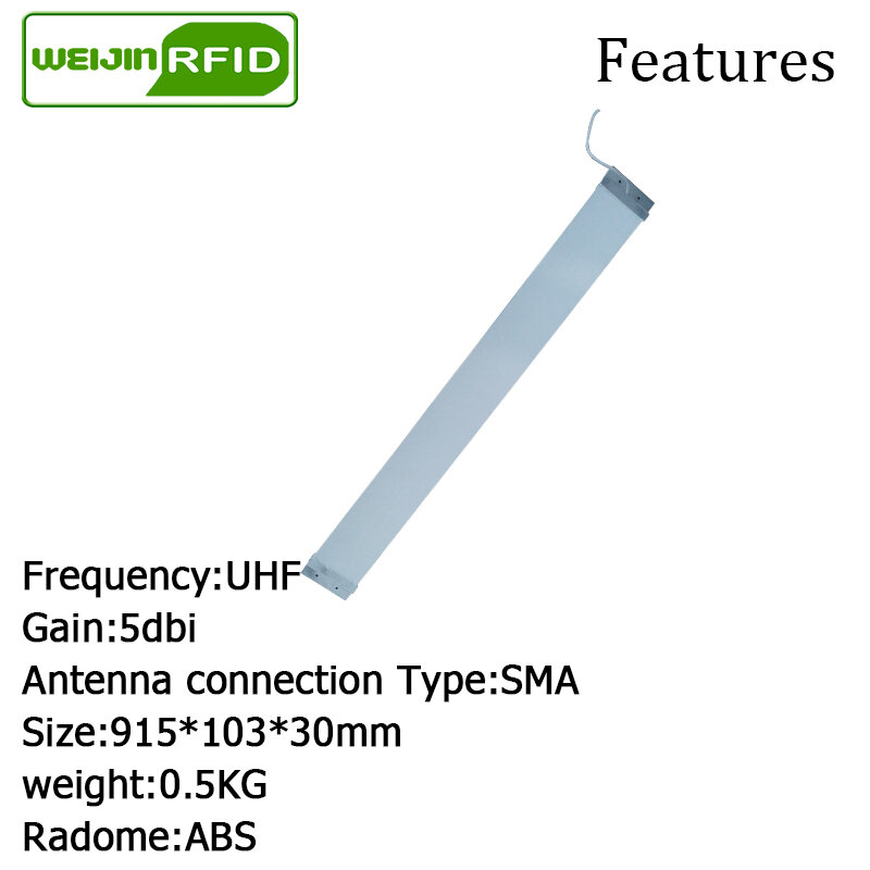 Antena fina rfid uhf, antena vikitek 915mhz, alcance médio 920-925m, automática, supermercado embutido, moldura da porta, leitor de antena