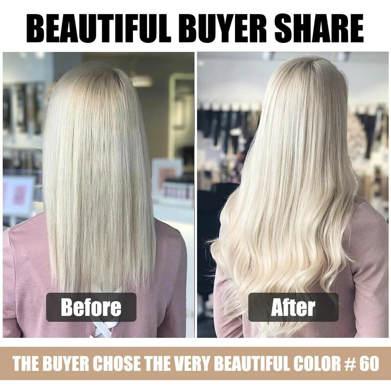 Wróżka Remy włosy prawdziwe europejskie proste ludzkie włosy splot wiązki 16-24 Cal Platinum blond pasma włosów typu Remy rozszerzenia 50 g/sztuka