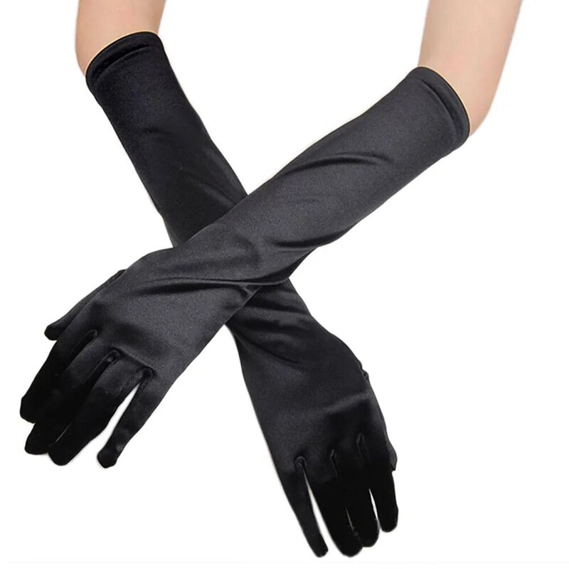 Женские атласные длинные перчатки, вечерние атласные перчатки для выпускного вечера, модные Эластичные Свадебные Вечерние перчатки
