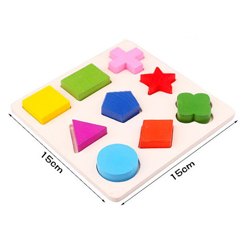 Montessori Wooden Puzzles Hand Grab Boards Toys Tangram Jigsaw Baby Educational Toys Geometric Shape 3D Puzzles