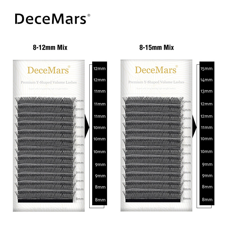 DeceMars, YY-образные черные и коричневые ресницы для наращивания, двухсторонние Ресницы C/D, изгиб, высокое качество