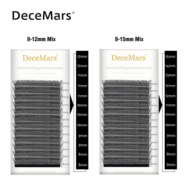 DeceMars YY форма черные коричневые накладные ресницы два кончика ресниц C/D Curl высокое качество Idividual