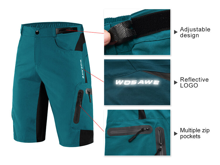 WOSAWE Men's MTB Cycling Bike Shorts Leisure Trousers with non-remove Pad Lining Underwear Bike Bicycle Cycling Sportsshorts