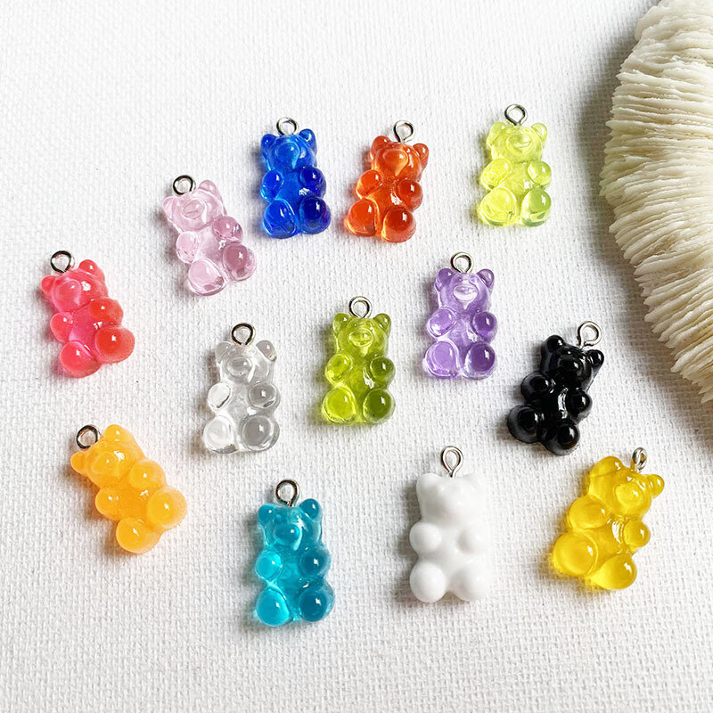 Brincos femininos artesanais, brincos de chá de cor doce do urso criativo, brincos feitos à mão