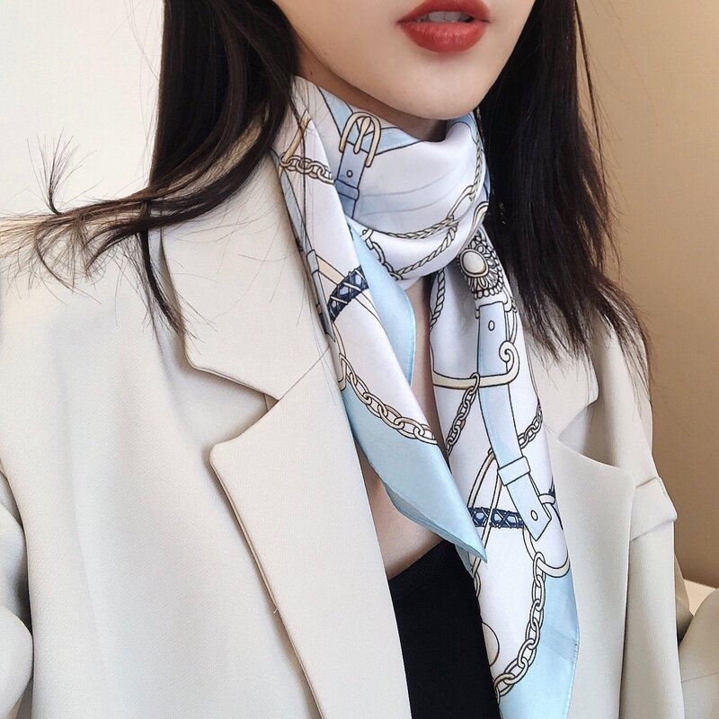 Yishine 2021 70x70cm cinto chian padrão impressão quadrado lenço feminino bandana hairband senhora cabeça envolve feminino xale neckerchief