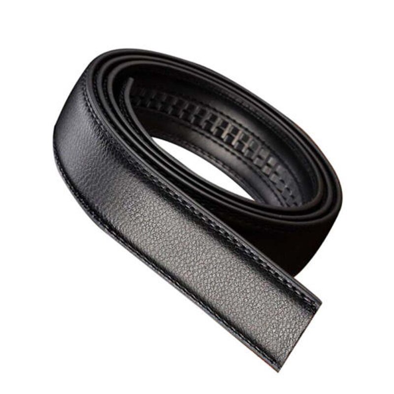 Business Style High Quality PU leather Men's Automatic Ribbon Black Waist Strap Belt Without Buckle Luxury Belt for Men 120cm