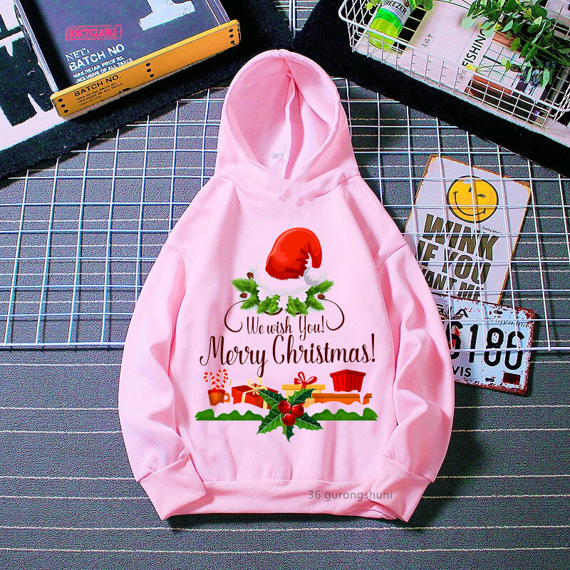Mode neue mädchen der hoodie weihnachten cartoon druck baby frühling und herbst sweatshirt casual harajuku mädchen langarm rosa hoodie