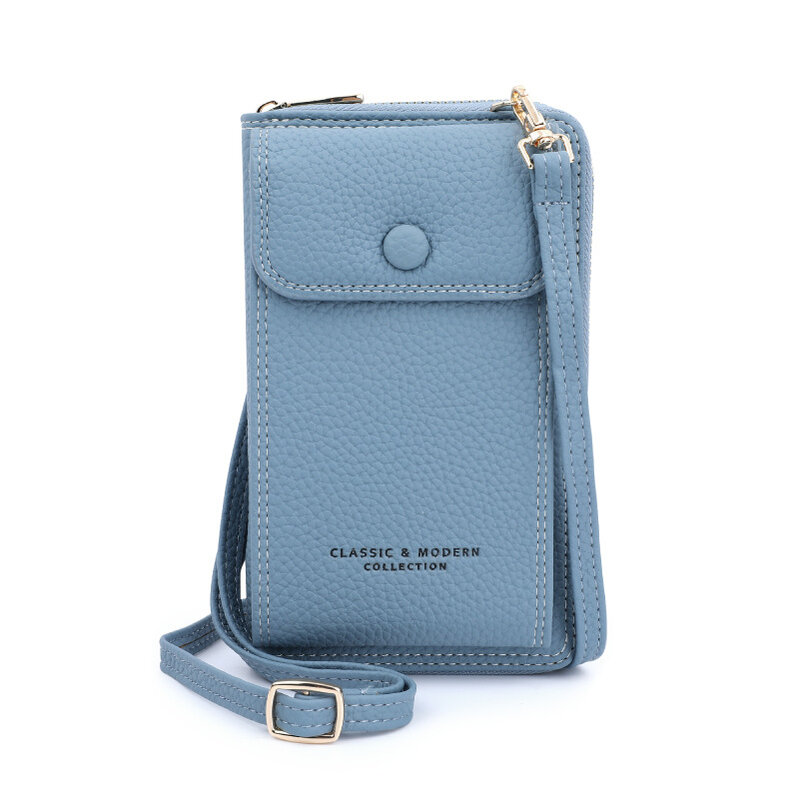 Модный вместительный кошелек для телефона, Женский бумажник из искусственной кожи, однотонная сумка на плечо, маленькая сумочка через плечо