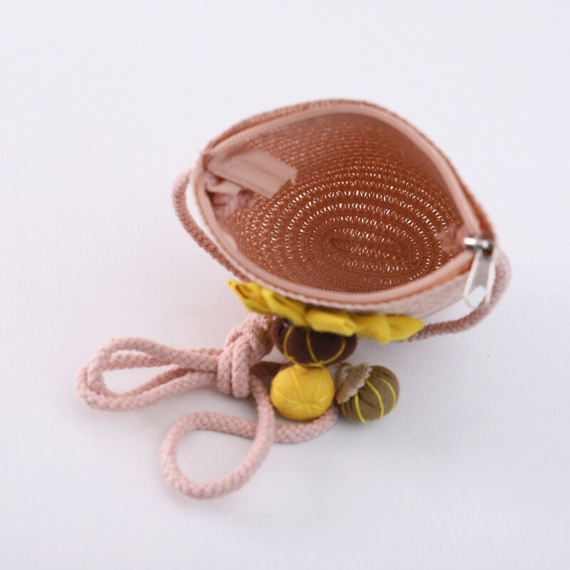 Плетеный мини-кошелек из ротанга с травой для родителя и ребенка, пляжная сумка через плечо, сумка для денег carteira bolso bolsa для девочек