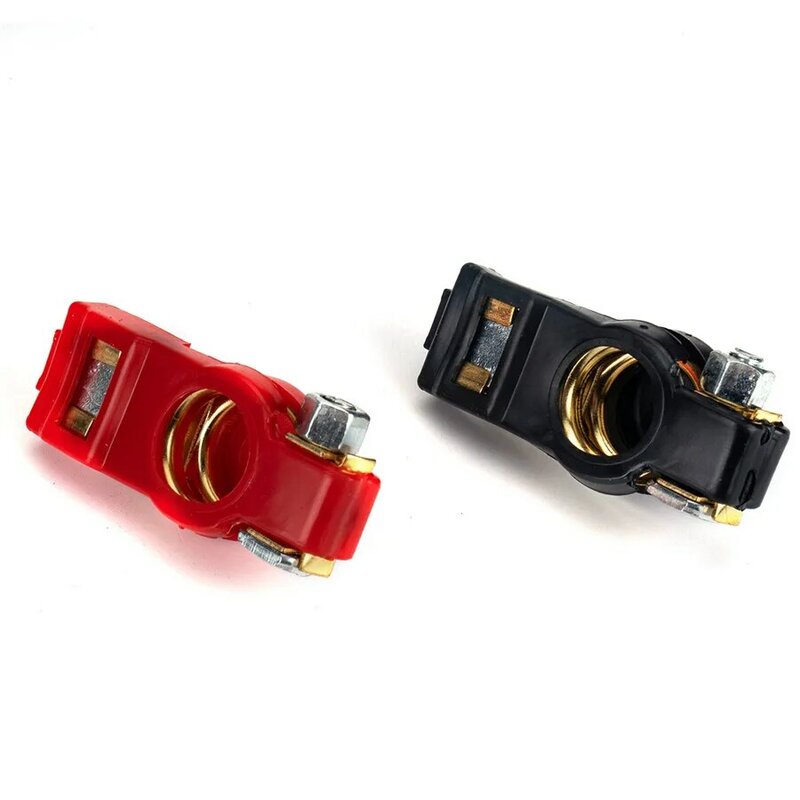 2 Set Perlengkapan Klem Konektor Kabel Terminal Baterai Mobil Hitam & Merah Universal