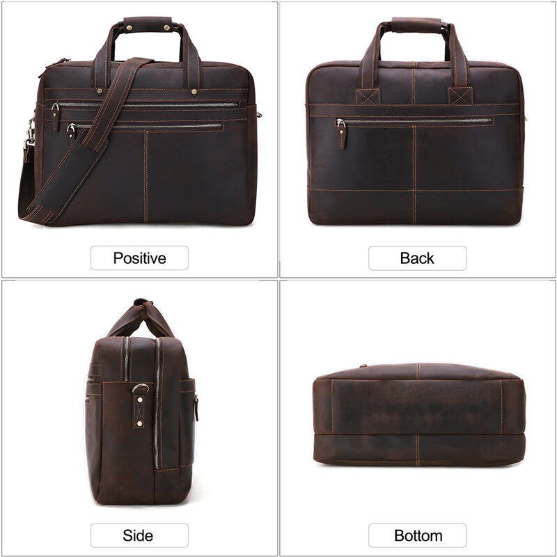Винтажный кожаный мужской портфель JOYIR Crazy Horse, сумка для ноутбука, деловая сумка, портфель из натуральной кожи, сумка-мессенджер для ноутбука 15,6 дюйма 17 дюймов