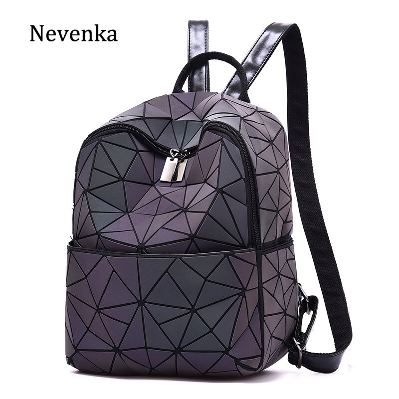 Nevenka рюкзак большой емкости женский лазерный рюкзак геометрический модный хит продаж школьные сумки Светящийся рюкзак водонепроницаемый м...