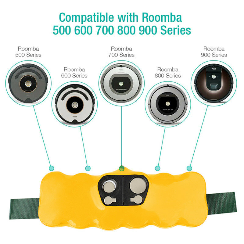 Bateria de substituição para iRobot Roomba, 5000mAh, NI-Mh, 500 600 700 800 Series, 536 555 560 580 620 630 650 760 770 780 790 870 880