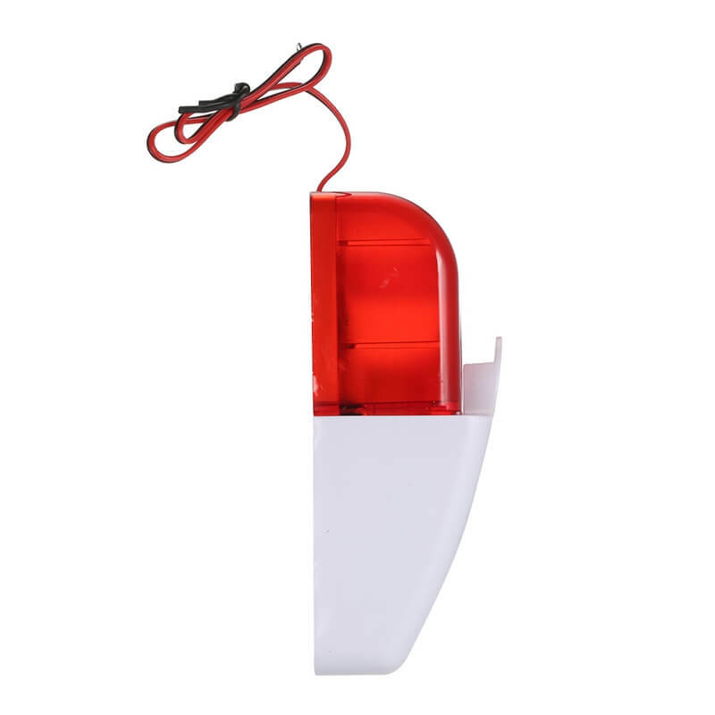 Red Mini Strobe Sirene de Segurança, DC 12V, Sirene com fio com flash light