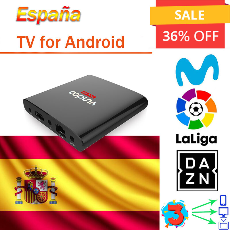 España Europa Y6 Android TV box prend en charge la télévision intelligente m3u 1-3