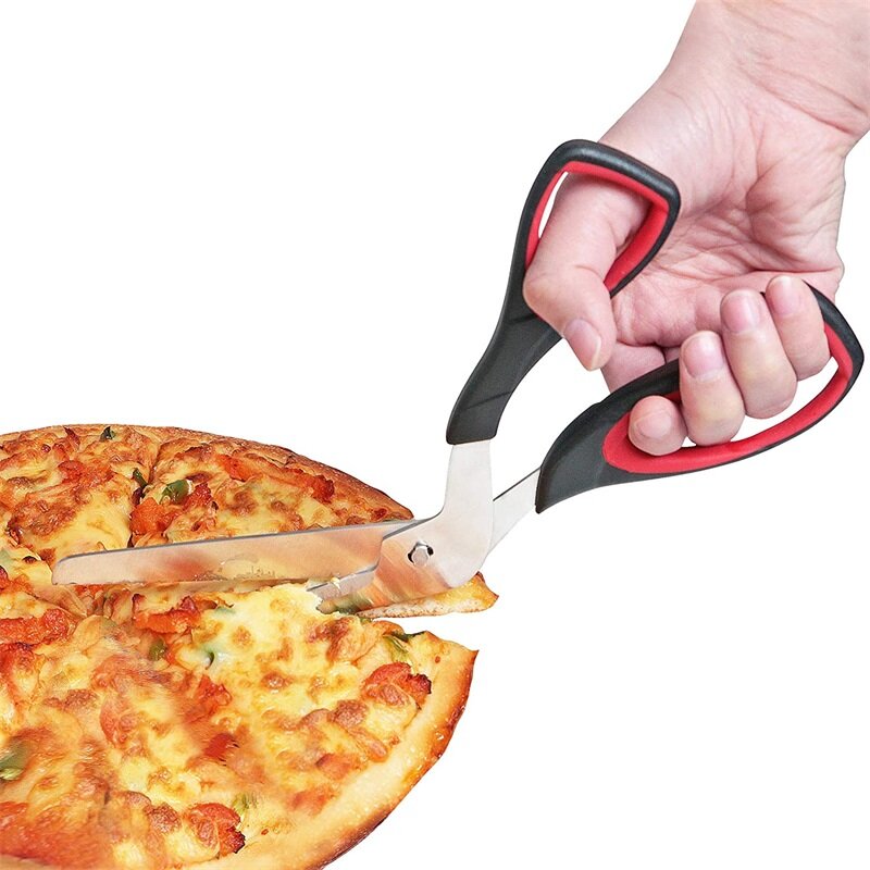 Ciseaux à pizza multifonctionnels en acier inoxydable, coupe-pizza, trancheuse, poignées pointues, outils de coupe amovibles pour la cuisine de restaurant
