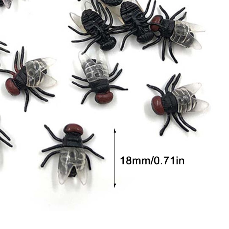 100 Pcs Gefälschte Fliegen Kunststoff Simulierte Insekt Fly Bugs Witz Spielzeug Streich Halloween Supplies Party Favors