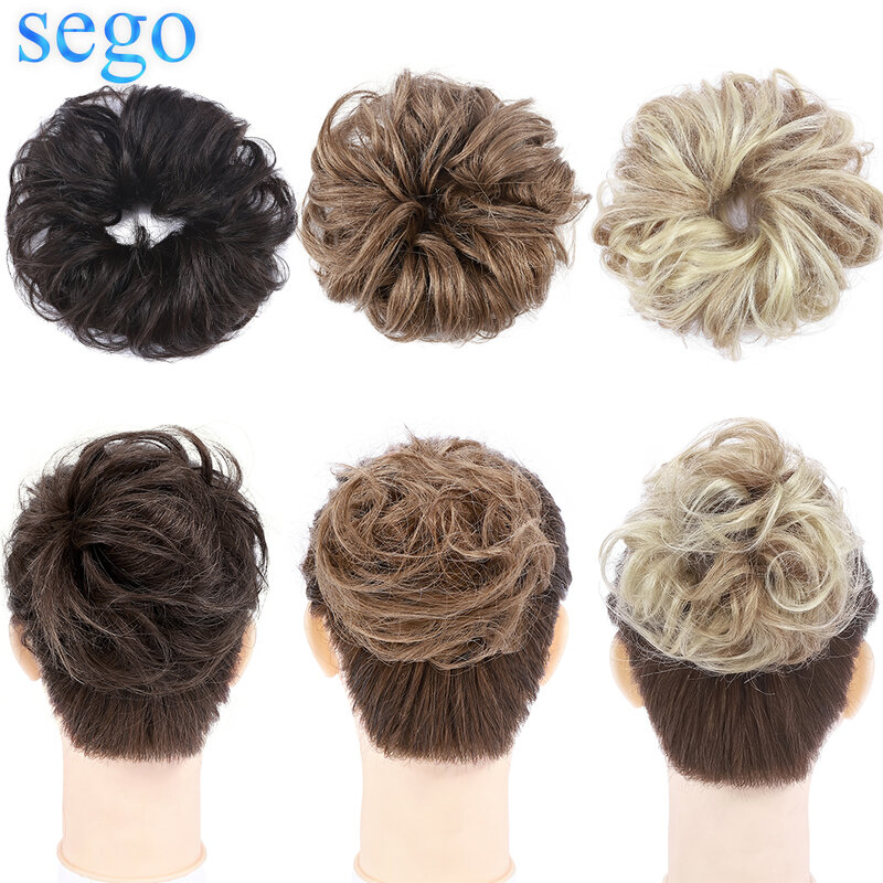 SEGO 32g Remy Real Human Hair Chignon Messy Bun Scrunchies Rubber Band Haarband Updo Chignon Donut Roller Ponytails
