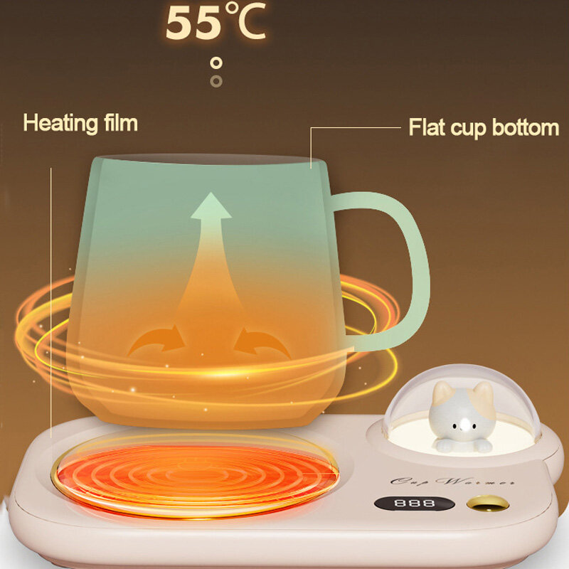 Alas cangkir panas minuman, 20W penghangat cangkir pemanas minuman hangat 3 roda gigi pemanas alas untuk kopi susu teh 220V