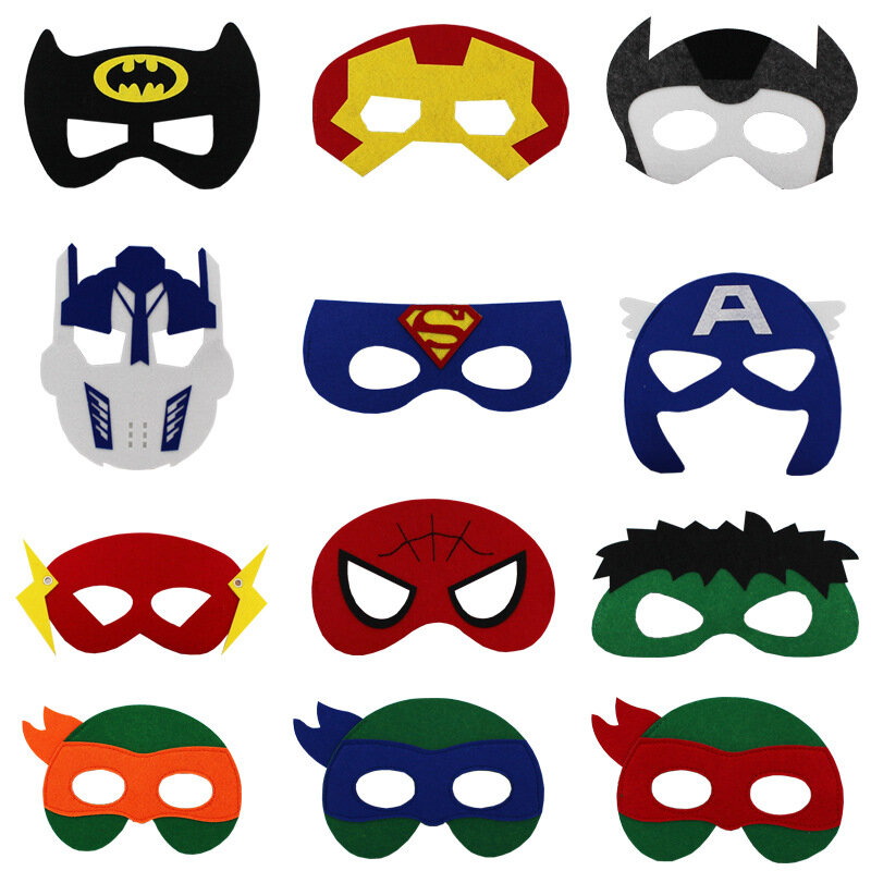 35 Pçs/lote Máscaras de Super-heróis Do Dia Das Bruxas Natal Birthday Party Dress Up Máscara Do Traje Cosplay Para Crianças dos miúdos do Partido Do Carnaval