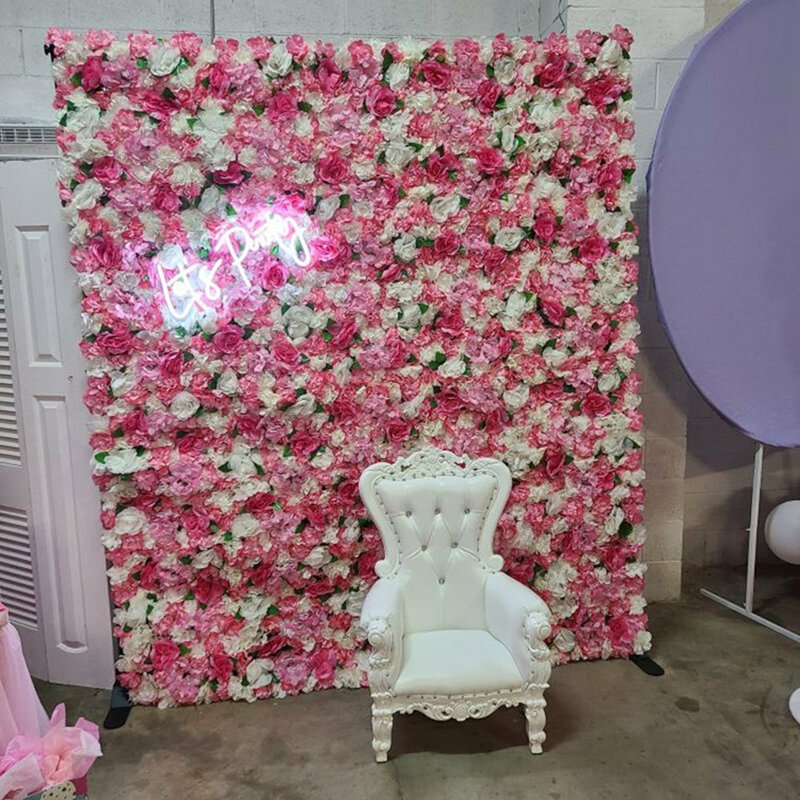 Rosa romântico flor artificial painéis de parede casamento festa de aniversário decoração loja janela pano de fundo decoração da flor personalizado