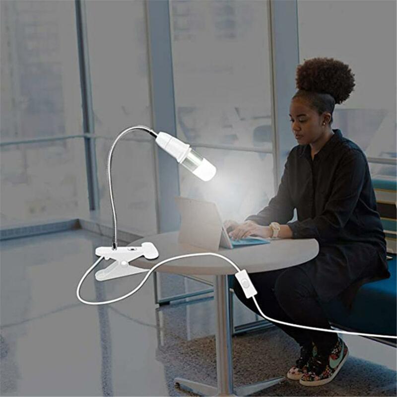 Eu Us Plug 360 Graden Flexibele Bureaulamp Houder E27 Base Licht Socket Zwanenhals Clip-On Kabel Met Op uit Schakelaar Voor Home Plant