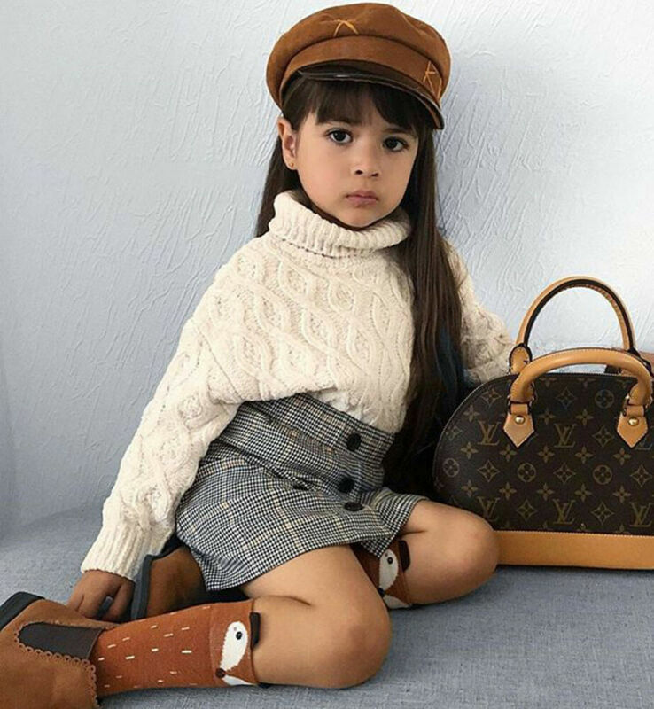 Maluch dziewczynek zimowe ubrania sweter z dzianiny topy + spódnica stroje zestaw US 2 sztuk