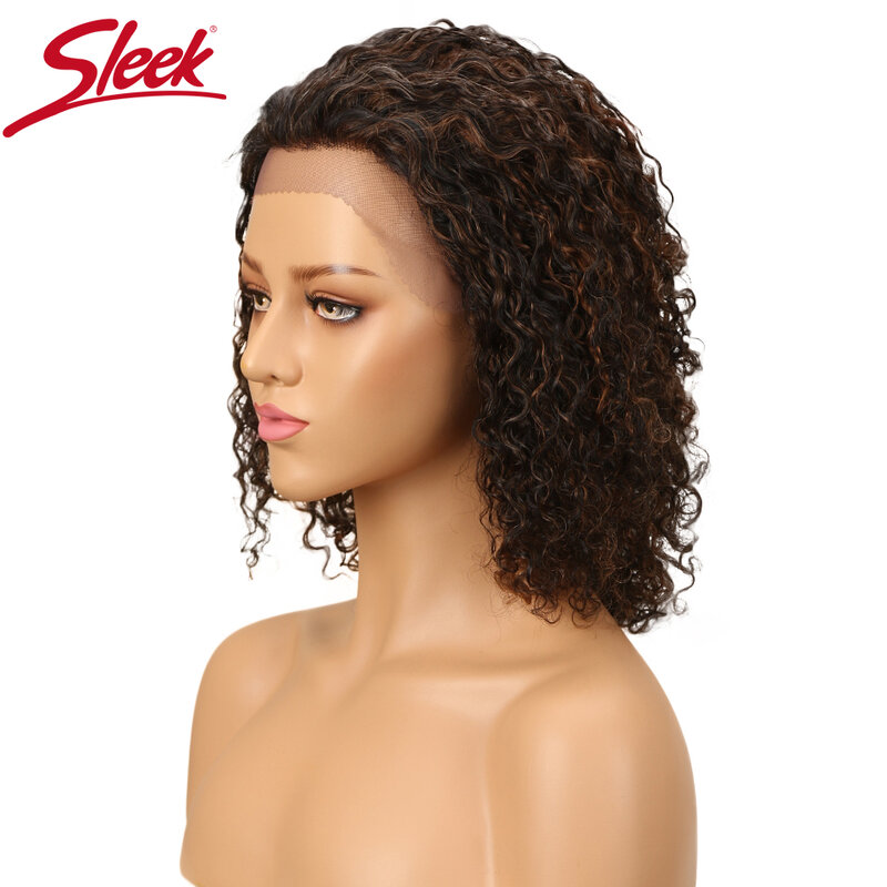 Sleek Lace Human Hair Wigs For Women Curly Brazilian Hair Wigs Natural Short Highlight Colored Lace Wigs Kinky Curly Lace Wigs