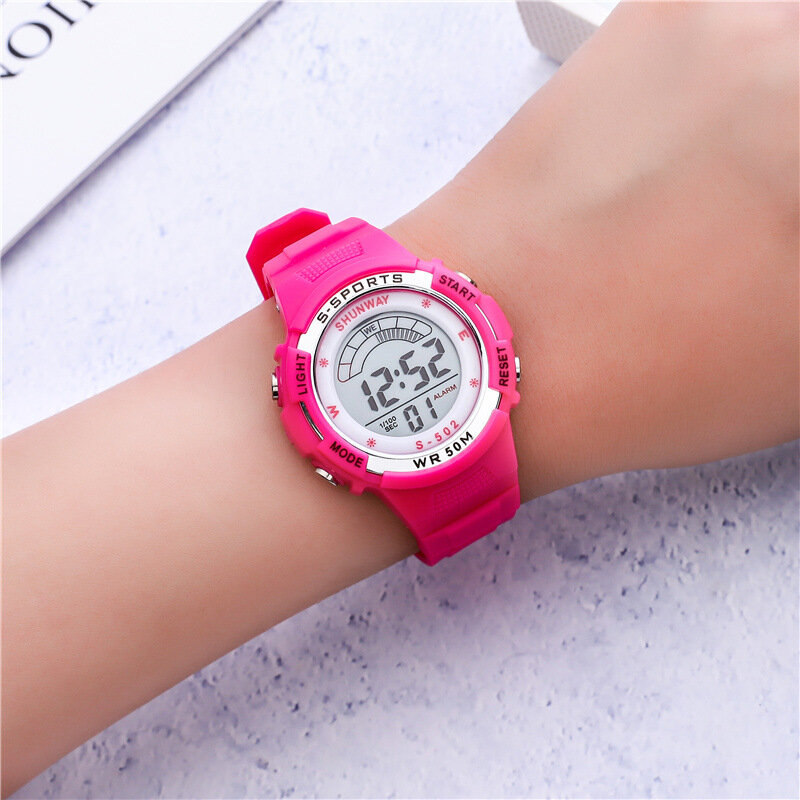 Kids Swimming Watch LED Electronic Digital 5Bar Waterproof Sports Watches for 3~12 Years Old Cute Lovely Baby Clock Gift S502