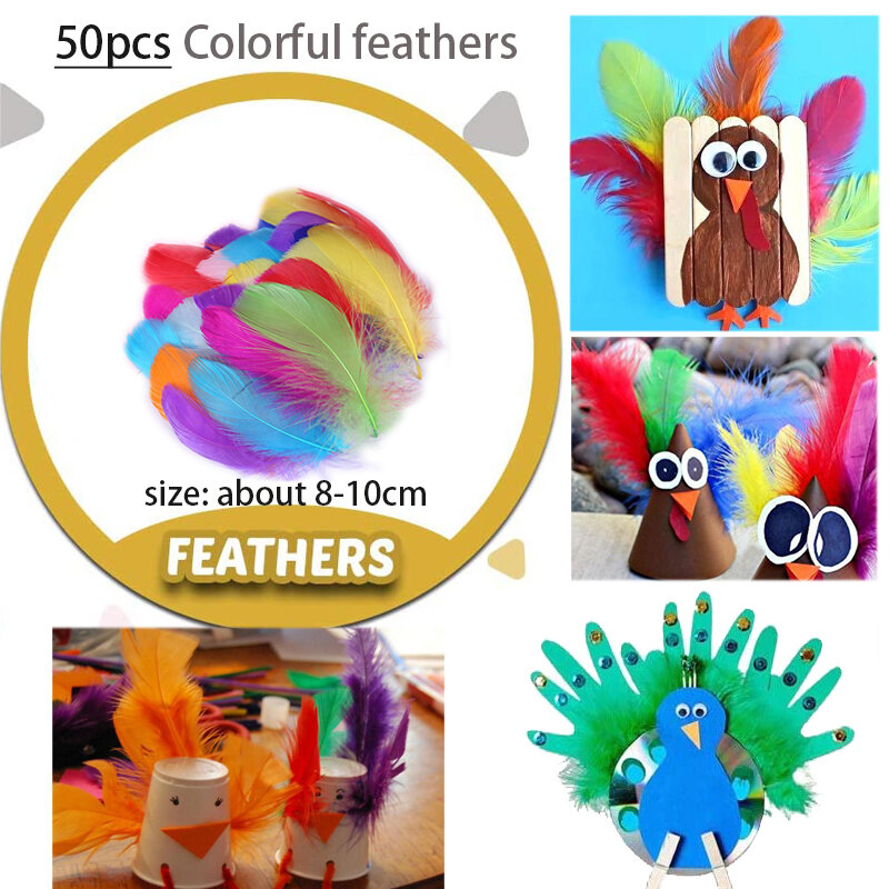 Criativa Arte Artesanato Fornecimento para Crianças, Pipe Cleaner Colorido, Plush Sticks, Pompoms, Pena, Olhos Adesivo, Artesanato DIY, Brinquedo Educativo para Crianças