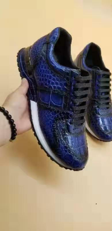 100% Genuine crocodilo pele couro homens moda sapato com pele de vaca forro melhor qualidade homens moda vestido sapatos azul profundo preto