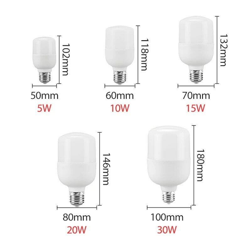 실내 가정용 주방 조명용 앰플 전구, 깜박임 없는 LED 램프, E27, 30W, 20W, 15W, 10W, 5W, 봄릴라 LED, 220V