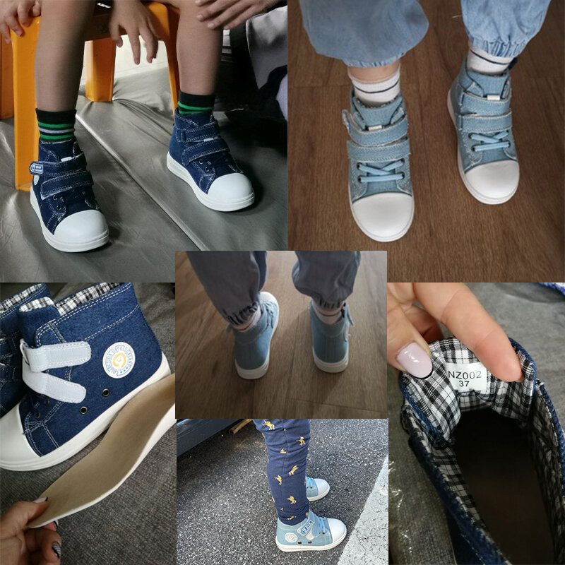 Ortoluckland sapato infantil casual, de lona jeans, para primavera e verão, calçados ortopédicos para crianças, meninos, meninas, escola, sapatinho esportivo