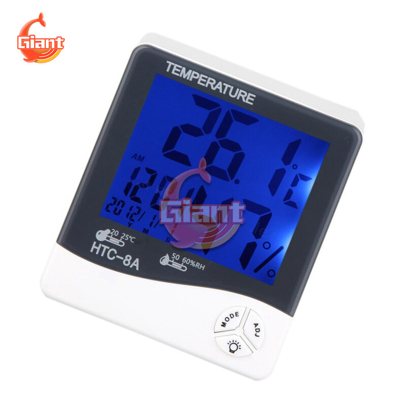 Multifunktions HTC-8A LCD Luminous Digital Thermometer Hygrometer Temperatur Und Feuchtigkeit Tester Wetter Uhr Für Indoor