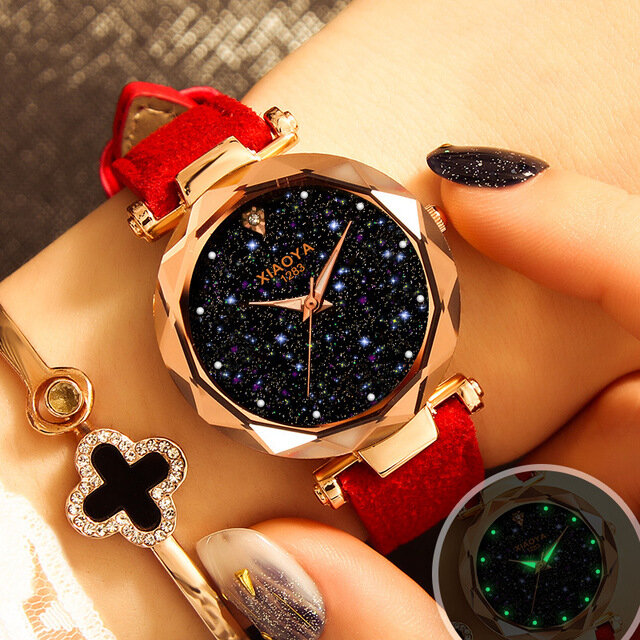 Top marka luksusowe panie zegarek na rękę skórzane damskie zegarki Luminous panie zegarek Starry Sky zegarki Relogio Feminino kobieta zegar