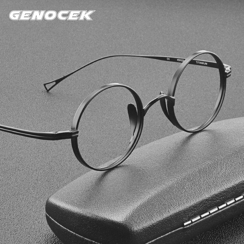 Montura de gafas de titanio Vintage para hombres y mujeres, gafas graduadas para miopía óptica redonda coreana, montura de gafas pequeñas de marca de lujo