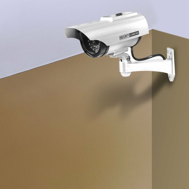 태양열 전원 더미 CCTV 보안 감시 방수 가짜 카메라 깜박이 빨간색 LED 조명 비디오 도난 방지 카메라, 드랍쇼핑