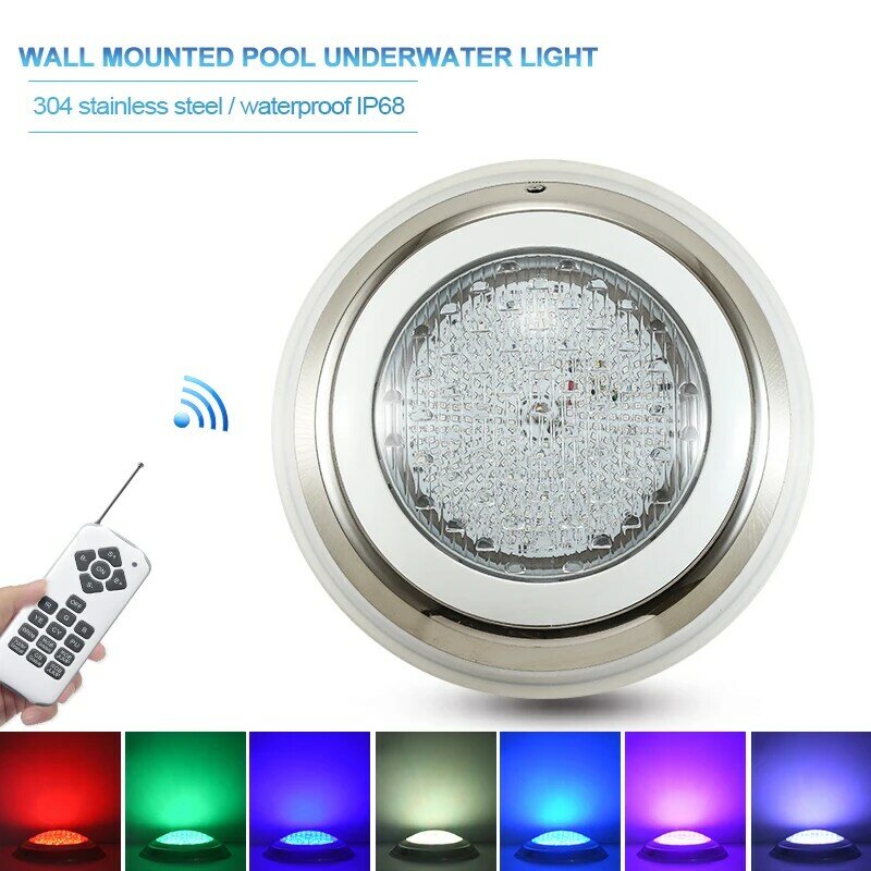 Luz LED de acero inoxidable para piscina, lámpara de pared de siete colores, AC12V, 6 unids/lote, 2 uds.