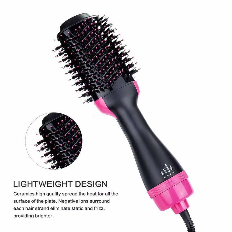 Negative ion blow Hair Dryer brush volumizer 2 in 1 straightener and curler Hot Air Curling iron Rotating Rollers Comb