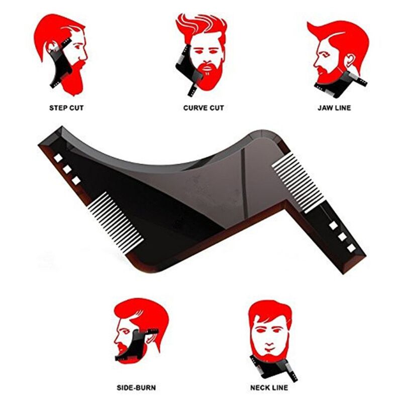 Hot 1PCS คุณภาพสูง Beard Shaping Styling Template Beard Comb All-In-One เครื่องมือหวี ABS สำหรับผม Beard Trim แม่แบบ