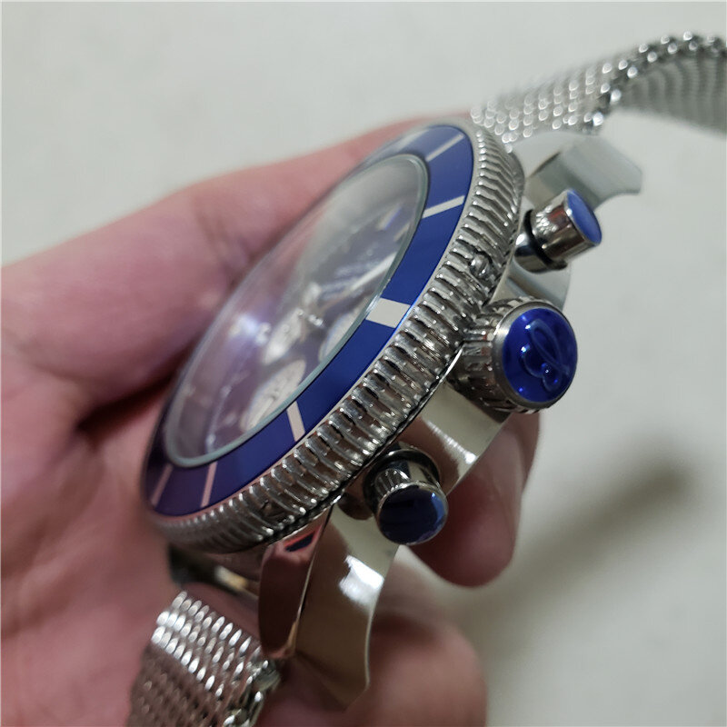 Nowy Breitling luksusowej marki zegarek mechaniczny męskie zegarki kwarcowe zegarek ze stali nierdzewnej stalowy pasek relojes hombre automatyczne