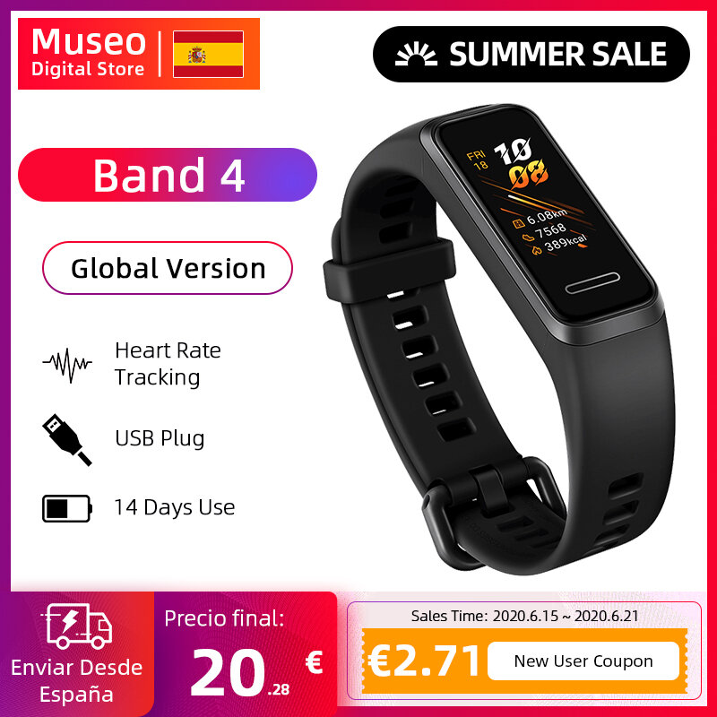 Global Version Huawei Band 4 Smart band 4 0.95'' Colorfull Screen Swim Posture Detect Heart Rate Sleep Snap 14 Days Working time