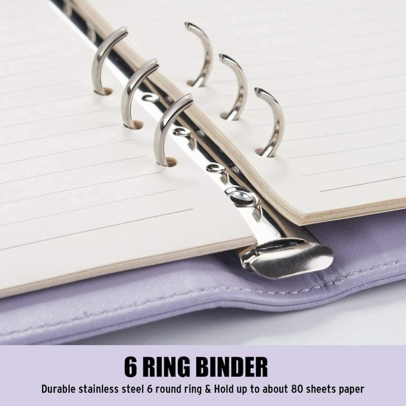 A5 PU Leather Binder Budget 6 Ring Notebook with Stylish Design ,Personal Organizer Binder Cover with Magnetic Buckle Closure