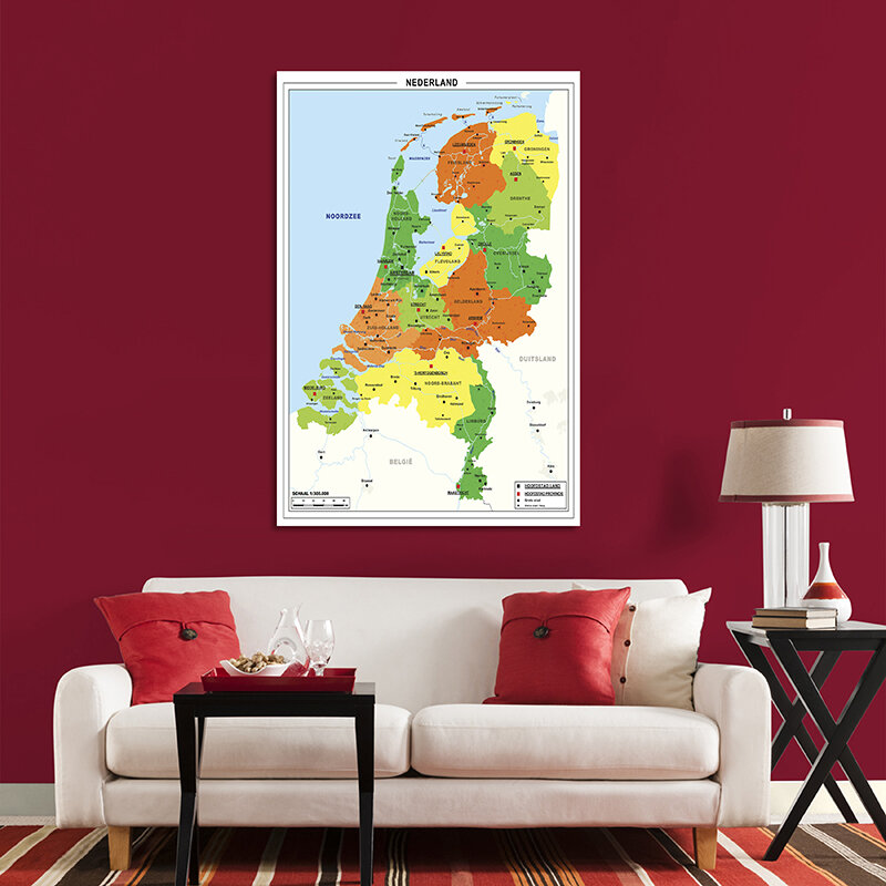 Países baixos mapa holandês série 100*150cm não-tecido pintura grande tamanho cartaz da parede decoração do escritório para material escolar