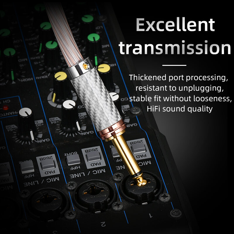 Cable de audio HIFI 6,5 de cobre y plata mezclado, cable de micrófono TS de 6,5mm, reducción de ruido, cable de guitarra de órgano electrónico