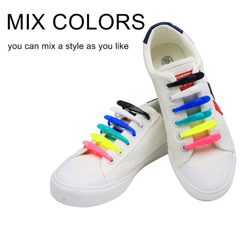 Cordones de silicona impermeables para zapatos, cordones elásticos redondos, accesorios para zapatos de seguridad, sin corbata, 14 unids/set