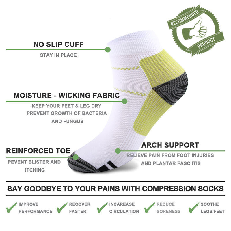 USHINE New Miracle Foot Compression Socks Anti-fatigue Plantar Fasciitis Heel Spurs Pain Sock Men Women Sports Socks Hot Sale