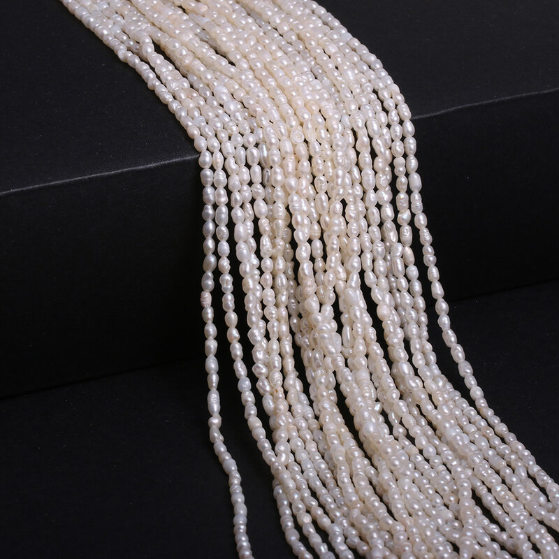 Natural Freshwater Pearl Beaded High Quality Rice Shape Punch Loose Beads for Make Jewelry DIY Bracelet Necklace Accessories